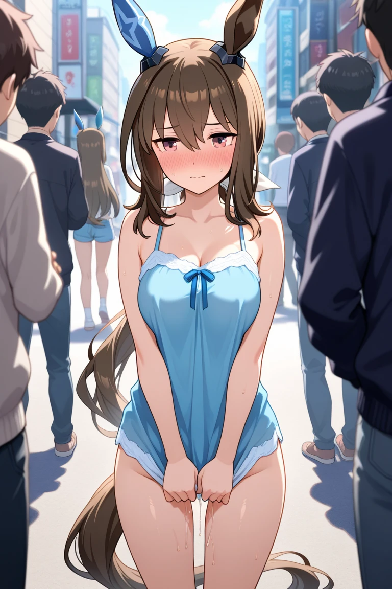 (ultra-detailed, best quality, anatomically perfect body), (small breast:1.3), shiny skin, full body, (Various girls), girls from 15 to 25 years old, (have to pee), (urge to pee:1.3), (very desperate to pee:1.2), (bladder crisis), (restroom entrance), (waiting for restroom with line of girls in queue:1.2), (standing), (Each one has a different tops), (Each one has a different long skirt:1.4), (Each one has a different footwear), (Each one has a different hair), various bag, (knees together and feet apart:1.3), (Rub each other's thighs:1.3), leaning forward, (hand in panties:1.1), (hand between legs), (holding the crotch:1.4), (nose blush:1.2), (embarrassment1.3), (impatience:1.4), (flustered:1.4), (fidgeting around:1.4), flowing sweat, (closed mouth:0.8), (erotic body twist:1.3), (breathless:1.1), (closed eye:0.7), looking away, (from side:0.8), (from below:0.5)