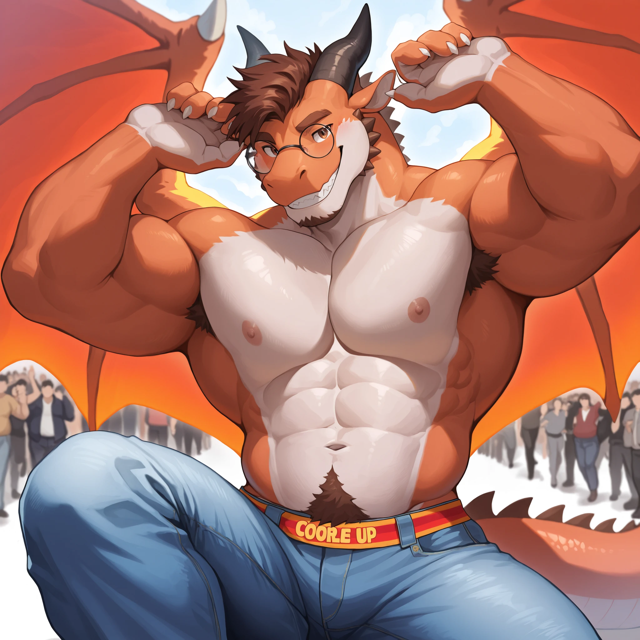 hawk, By Haps, 1boy, abs, Big Pecs, bara, hawk Boy, Nude, Balls, Penis, Flacid, White Background, Bird, hawk wings,