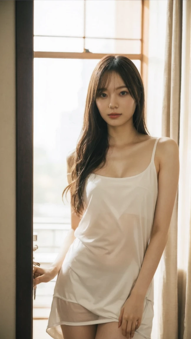 1girl, masterpiece, best quality, highest quality, (volumetric lighting), extremely detailed CG unity 8k wallpaper, focused, 8k wallpaper, extremely detailed, ultra realistic, photorealistic, sharp focus, absurdres, (HDR:1.2), (high contrast), photograph, detailed and intricate, instagram, portrait, highly detailed, digital painting, artstation, concept art, smooth, sharp focus, illustration, (natural big breast), medium shoulder, looking at the viewer, 17yo girl, slender body, (skinny).