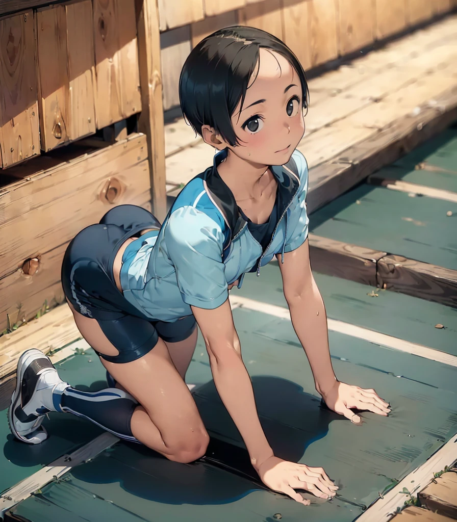 One girl,fgoblack, black, Ahoge, Blonde, (Green Eyes:1.5), Hair between the eyes, Hair Intake,
break braid, Bloomers, French Braid, Gym Shirt, Gym suit, Hair Bun, head band, Official Alternative Costumes, red Bloomers, red head band, single Hair Bun,
break looking at viewer, Are standing, Leaning forward, Put your arms behind your back,
break indoors, classroom,
break (masterpiece:1.2), Highest quality, High resolution, unity 8k wallpaper, (figure:0.8), (Beautiful attention to detail:1.6), Highly detailed face, Perfect lighting, Highly detailed CG, (Perfect hands, Perfect Anatomy),