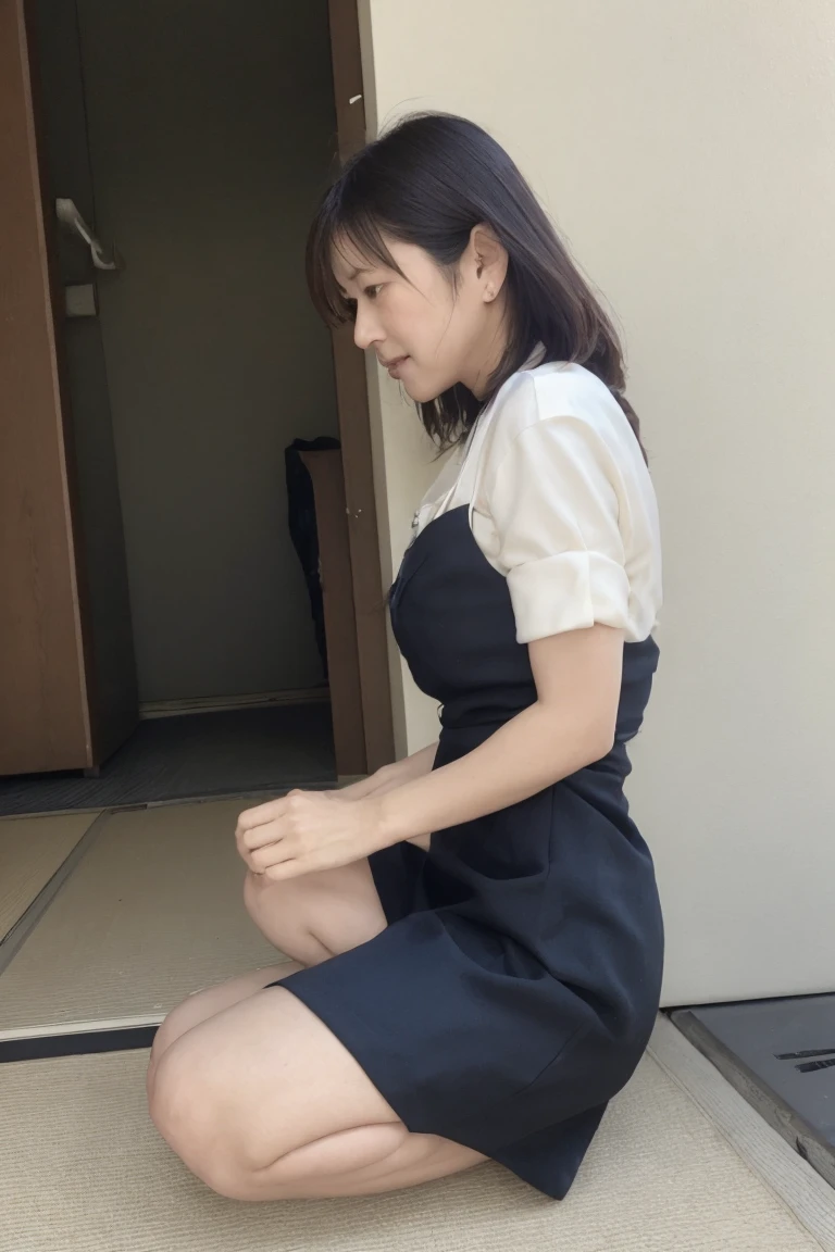 highest quality, Ultra-high resolution, Highly detailed skin, Japanese milf、Physically Based Rendering,Down blouse, On all fours,Bend deeply forward、30th Generation、Beautiful Skin、Wide open chest、tea bag、Large Breasts、(No bra)、Showing nipples