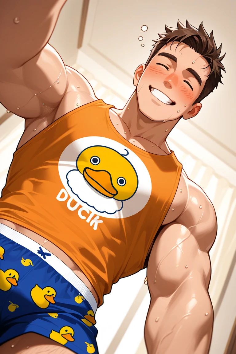 score_9, score_8_up, score_7_up, score_6_up, rating explicit, focus male, source anime, guy, Crouching,navel,Laying eggs through the butt, huge nipples, wet, spread legs, low angle