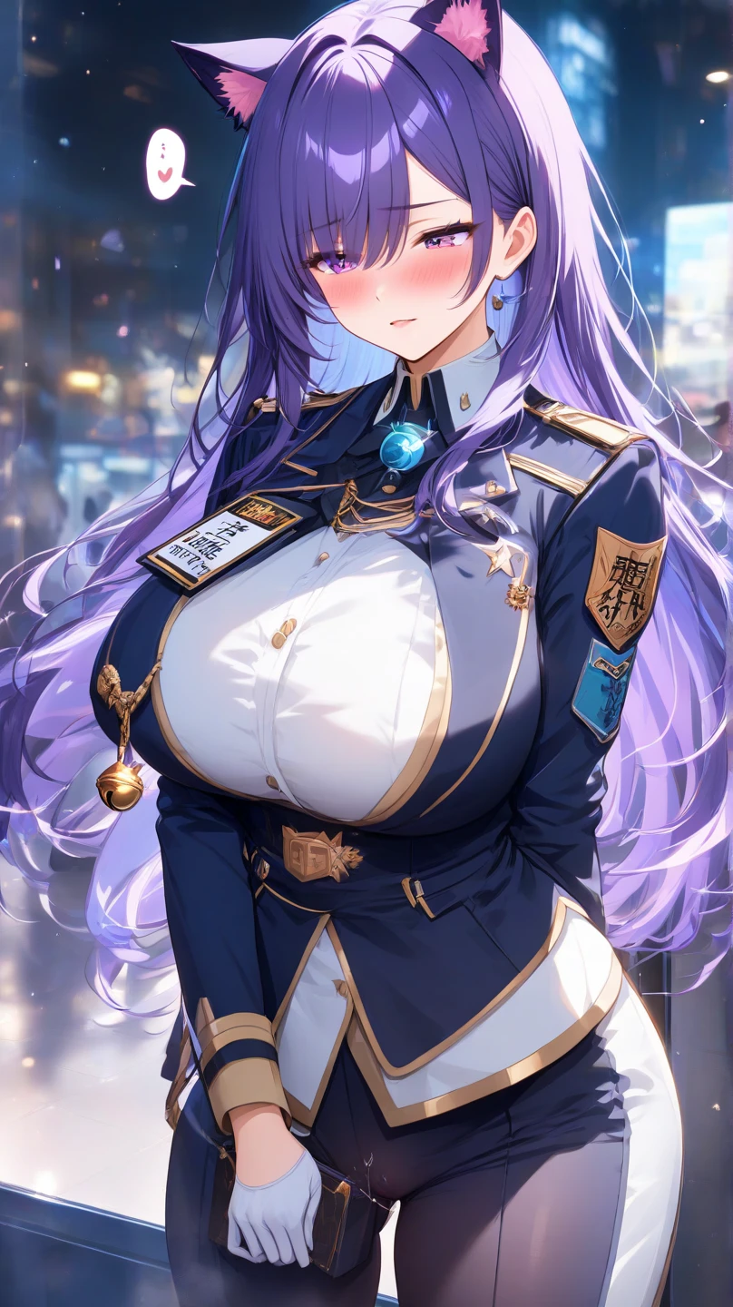 (masterpiece), (highest quality), ((Super detailed))、(super delicate)、Cute naughty Artificer mother、Pastel colors hair、(overwhelmingly huge breasts:1.2, Thighs:1.2, thick legs:1.2, curvy:1.2, towering stature:1.6, massive fat thick unnatural belly, Plump)、Gorgeous、purple eyes, (hair over one eyes:1.3, ahoge, messy hair:1.2, tired hair:1.2, flipped hair, very long hair, bags under eyes:1.3), black hair, (purple hair:1.1), (blush:1.2, emberrased:1.2, quiet personality:1.2, scared:1.2, looking away, wavy mouth), naked, hand over face