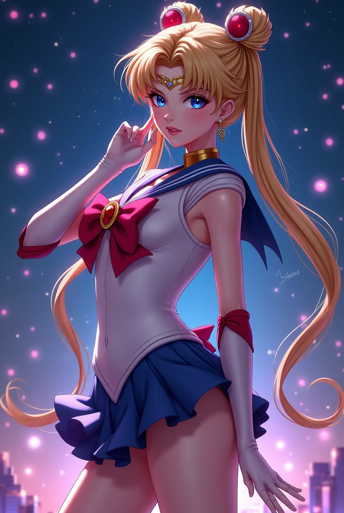 Create digital illustration of Sailor Moon ecchi