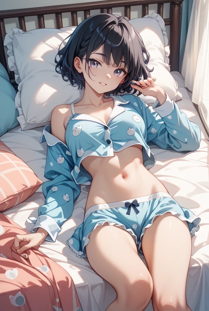 1girl in、AS-Adult、Underwear、Cute underwear、Striped、(Portrait from the knee up)、
