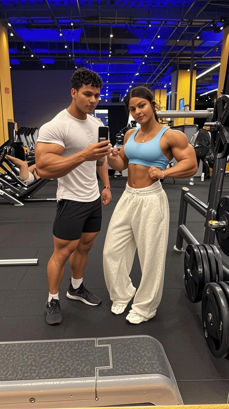 (best quality, masterpiece), realistic style, portrait of a professional personal trainer with muscular physique, dark hair, attractive facial features and intense gaze, gym equipment in the background, (confident expression), dark shadows, dramatic lighting, (no elements from the blurry background), photo-realistic.