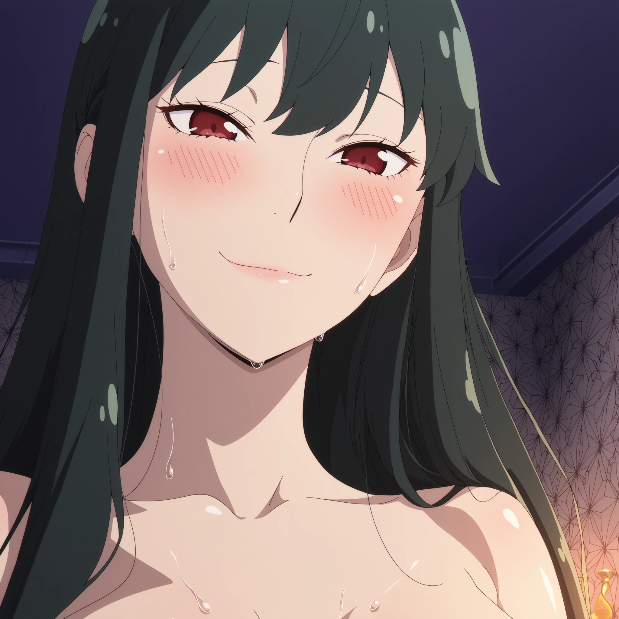 (best quality,4k,8k,highres,masterpiece:1.2),ultra-detailed,realistic,,anime,pastel colors,soft lighting,shiny skin, posing, night, warm ambiance
soufrie,,,,,,, , (1girl, yor briar, black hair, red eyes, , , long hair, , hair down,sexy , topless ,) , (
rezero_style, anime screencap,, ) ,
,,,,,, indoor, ,,, living room, , ,,, , blushing, sweat, , , , , , orgasm, , close up portrait , girl on top, bouncing, wet lips, tired, smile