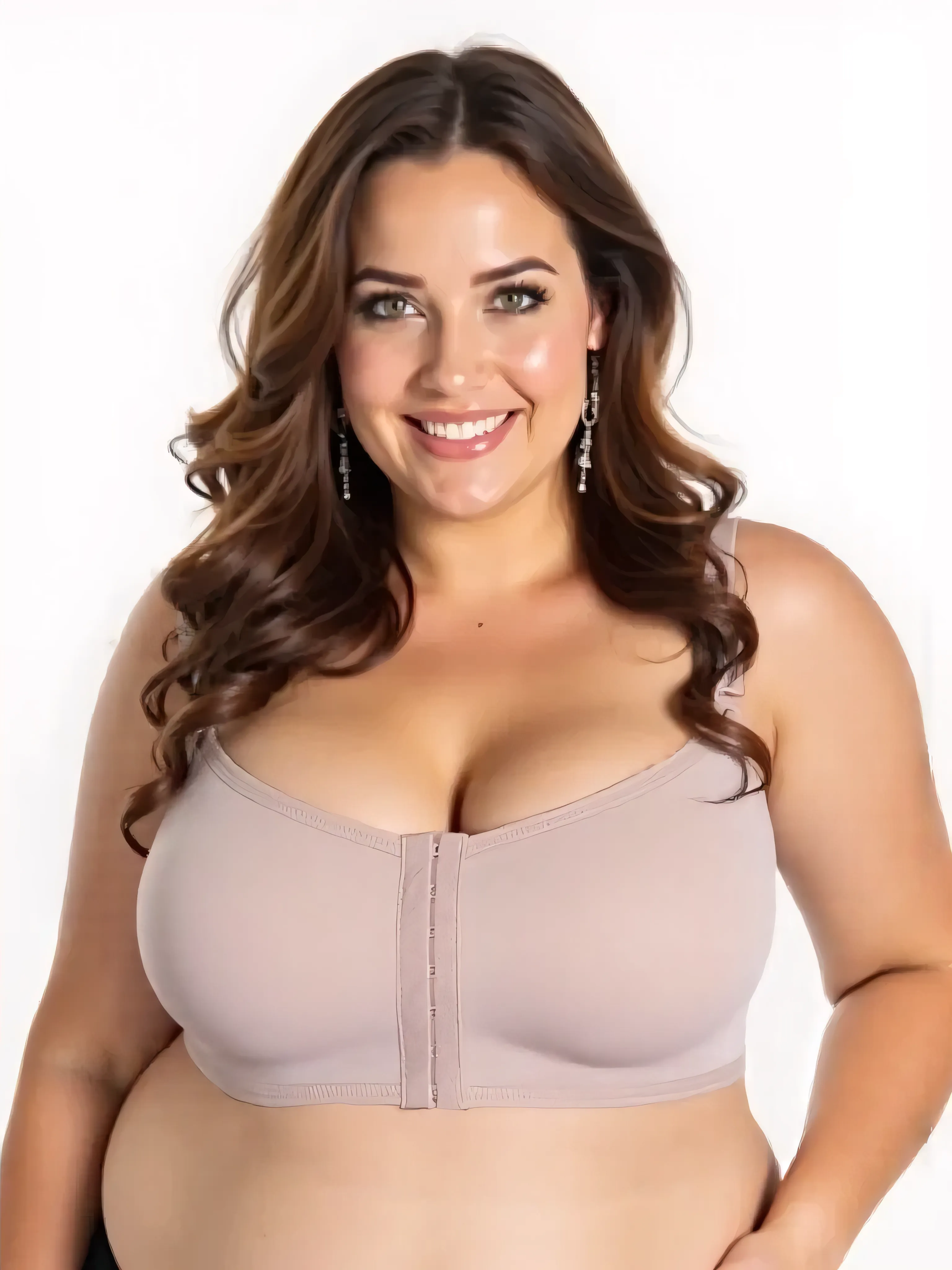 A half body of woman with a round face in a bright colour bra top and hipster type panties ((straight standing posing for a perfect loop light photoshoot)), bright colour bra, lacey, posing in bra, gorgeous woman, cleavage, wavy lingeries, angela white, jaw-dropping beauty, wearing bra, (cinematic realistic Desert Sky behind her), curvy model, sexy push up bras, attractive girl, ((big boobs)), busty, with large breasts, attractive woman, jaw dropping beauty,(long wavy thick hair), (((big sexy body shape))), ((light color lips)), ((Desert Sky)), ((wide background with portrait photo)), ((wearing a dark colour bra)), (Desert Sky Outside view with sky))