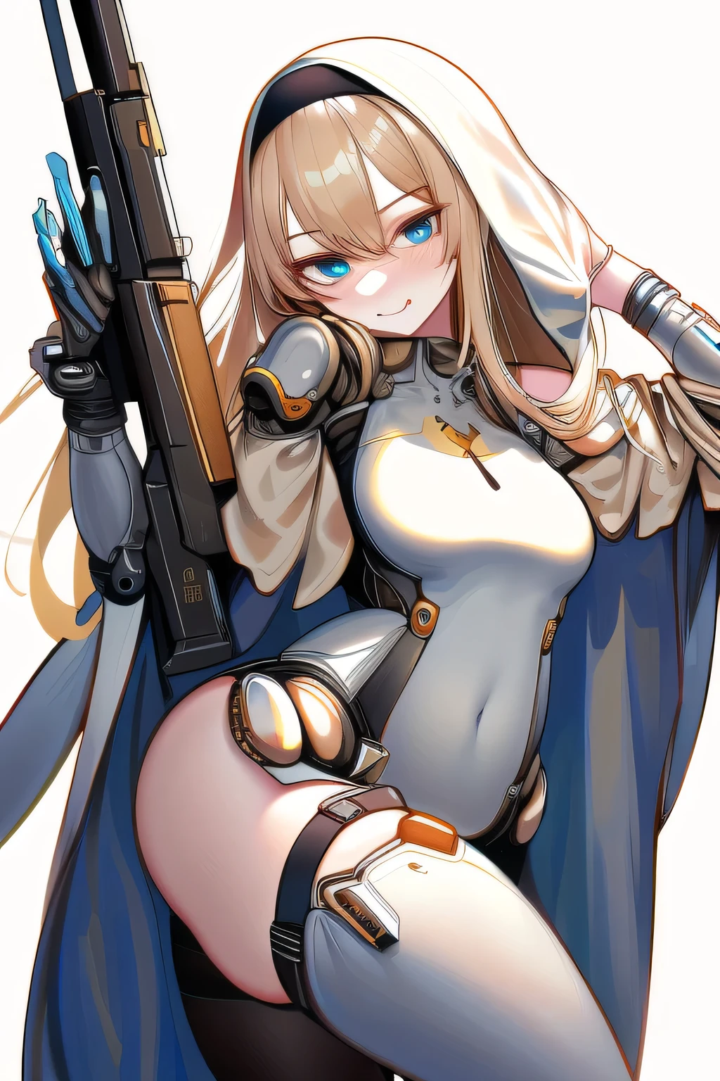2 Erotic Onesama , embarrassed , thong panties, off shoulder , Shooting from the front, sci-fi, exoskeleton, hold massive weapon , motorsports, one cyberpunk formula machine, ridicule and scorn smile,chies,epic eros,magnificent sexy,
masterpiece,top-quality,(),,Hairstyle Fax,Pose Jitai,Chartaran Betarola,(simple background、white background:1.3),
,One Woman,Glamorous woman,infp young woman,a blond,The long-haired,sky-blue eyes,Breasts are protruding、Navel Ejection、Sexy nun costume,nun Clothes that bite into the female genitalia,Female genitalia protruding,tight-fitting clothes,short ruffles at the waist,,,,Thigh garter belt
break; light blue gray costume with gold relief, beige hair,
break; exoskeleton:1.5,sci-fi, bloodpunk, gothic, soyosoyo:1.3