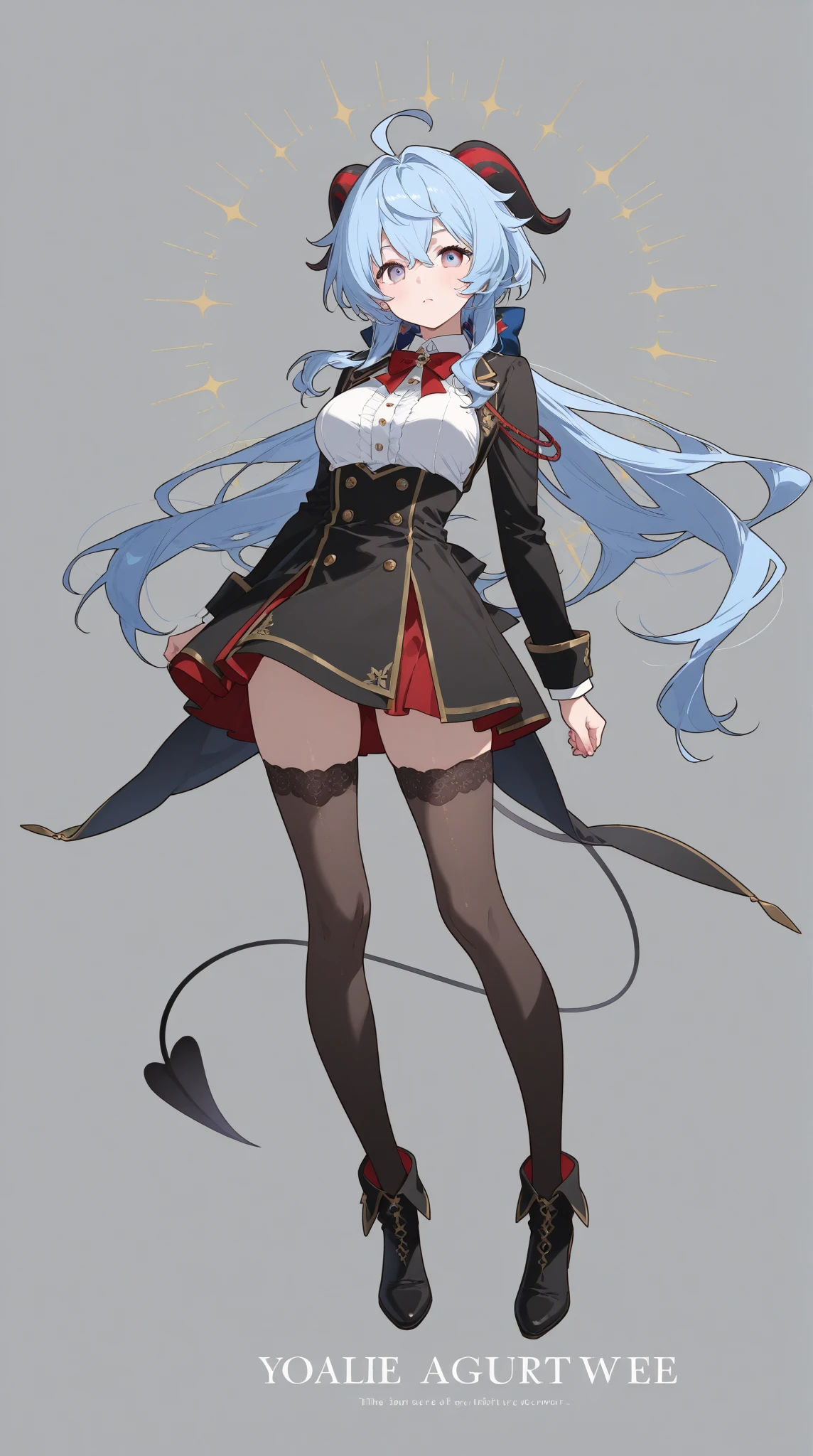 (extremely detailed CG unity 4k wallpaper),(masterpiece),(best quality),(ultra-detailed),(best illustration),(best shadow),(absurdres),(detailed background), Catgirl with Cat tail, Heterochromia, Red blazer, Black pencil skirt, High heels, Elegant, Very long blue hair (Hime), Relaxed standing posture, Hotel reception desk,