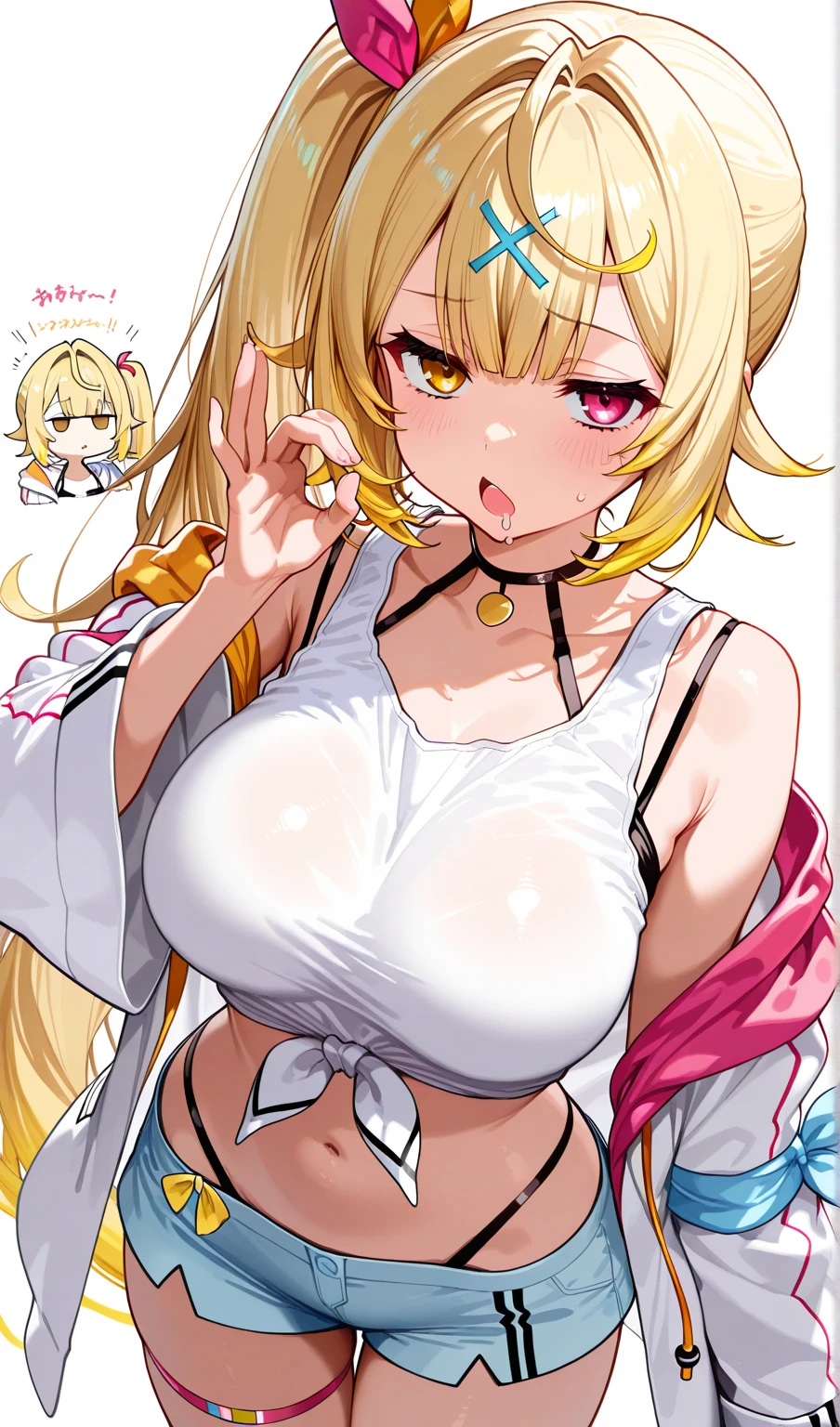 Tabletop, Highest quality, One Girl,Shoot the girl in front, View your audience, cute, good, Mid-chest, Yellow Eyes, Behind Wallenstein, Yellow Hair, Long Hair, Beautiful attention to detail, Embarrassing,blush,is crying,((Raise your arms to show off your armpits:1.3)),Underarm, Sweaty,(Upper Body:1.3), White Dress,Toilet Background, ((spouse, Empowered))、((Shyness:1.3))、Visible nipples、Show off your nipples、nipples protruding from clothes,、Small breasts