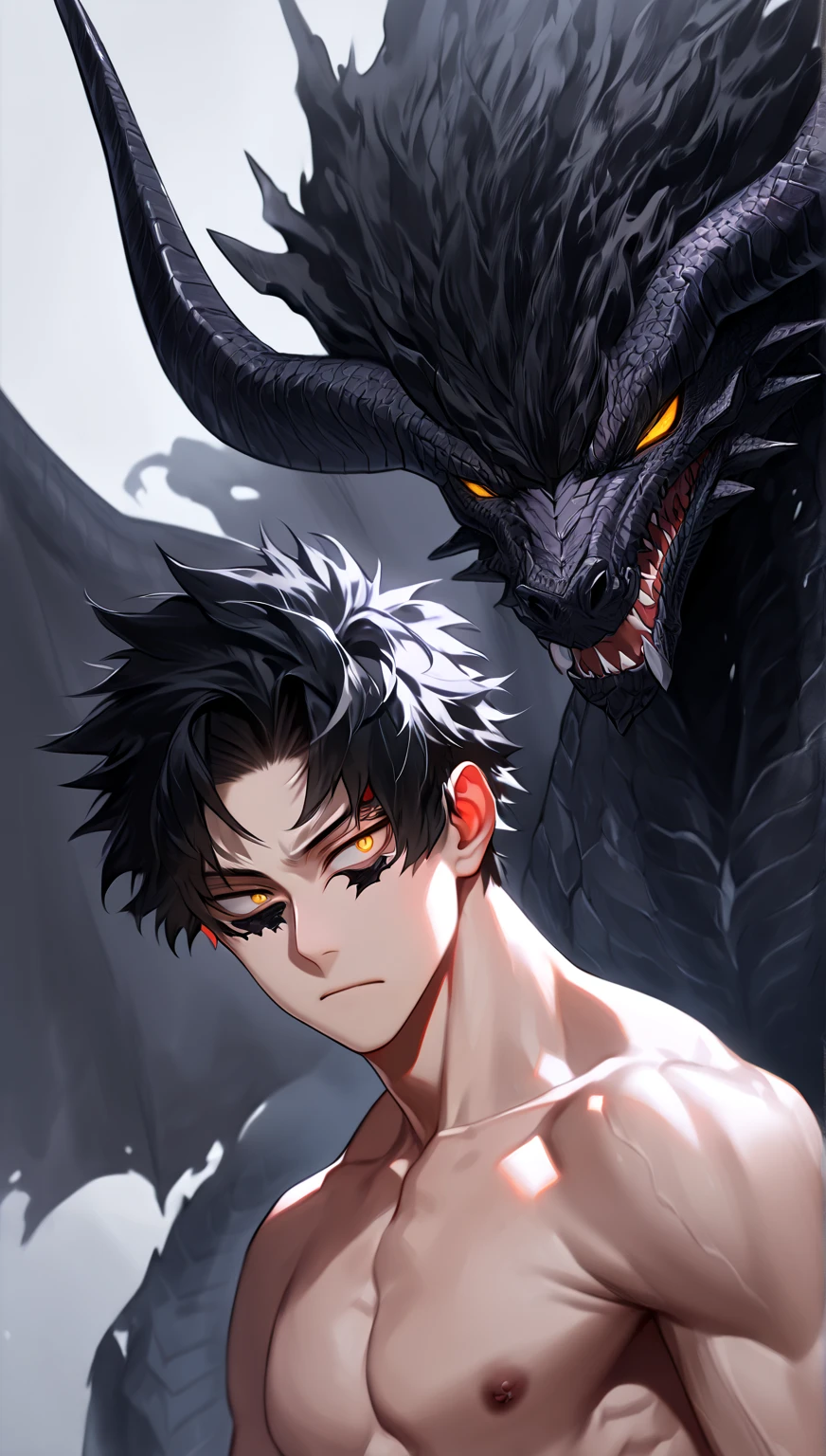realisti、(A masterpie、beste Quality、beste Quality、Official art、Beauty and aesthetics:1.2)、Highly detailed fractal art、most detailed、Zentangle、(abstract background:1.5)(1 Boy:1.3)、1 juvenile、 Blood_Skelter、Glowing eyes、Pink blood、firey、deku midoriya、Short lacquer-red hair、Mysterious、stary sky、full full body、my hero akademia、Deep Sea Kraken、Beautiful body、thin