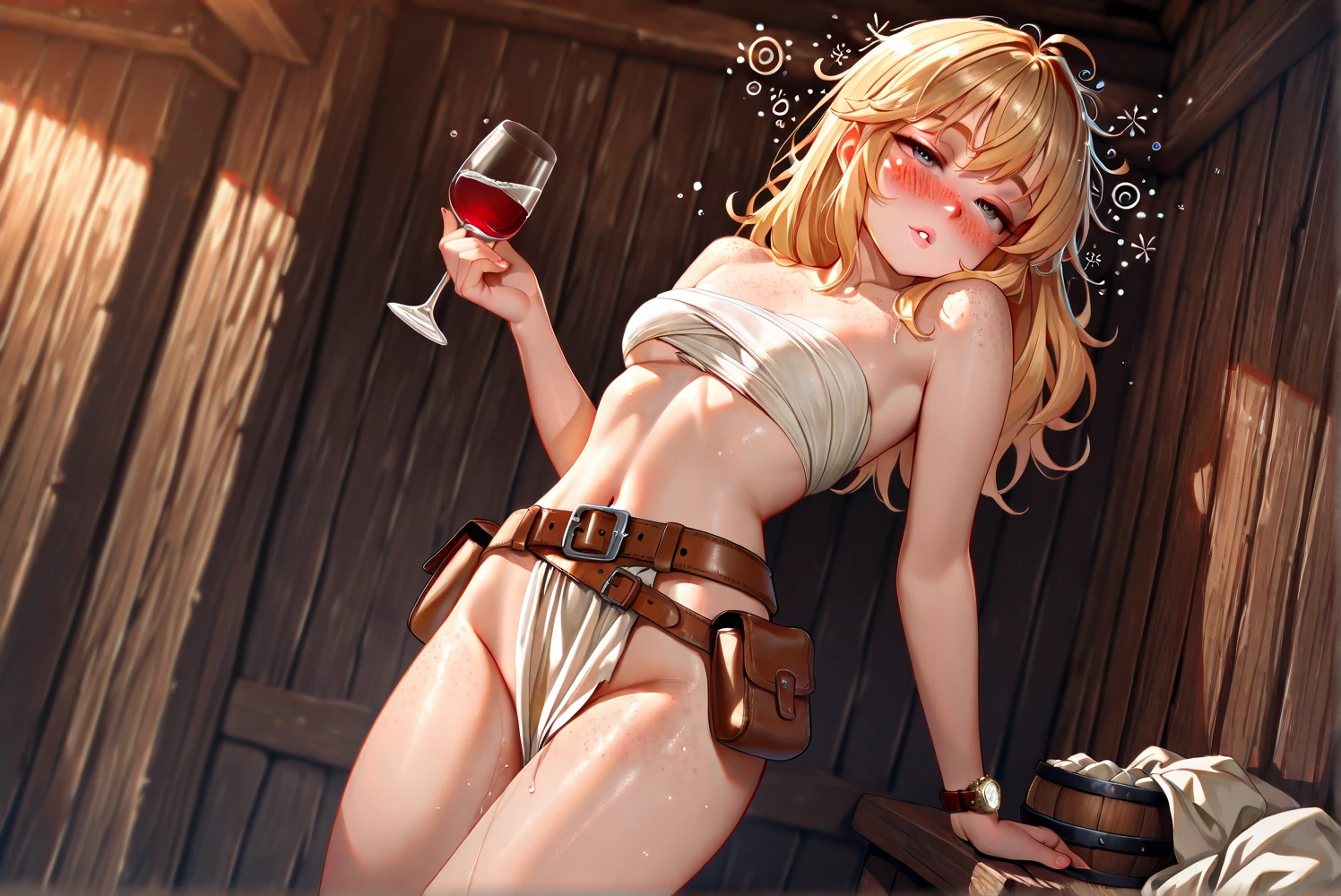 flat chests, nsfw, masterpiece, 1 girl, erect nipples, intricately detailed, topless, pubs, table, crowd, navel, bare shoulders, necklace, beer, tavern, inn, pub, crowd, white skirt, waist apron, blonde hair, embarassed, smiling, extremely detailed, photorealistic, octane render, 8 k, unreal engine, bare breasts, nipples, yellow eyes, carrying beer tray, bare stomach, sweaty, people on background, oktoberfest, smiling, moist breath, child, arm strap, small breasts, luminedef