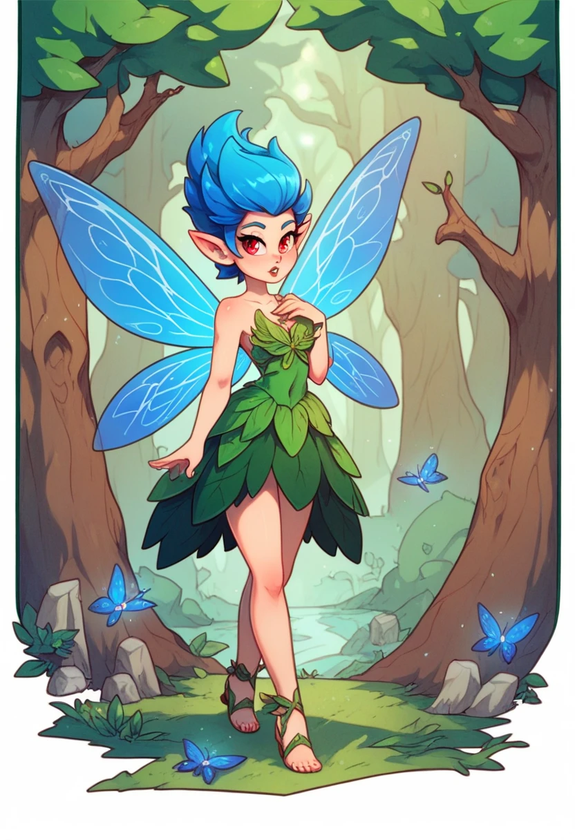 




Description: a magical forest with a woman looking sideways at a fairy in her hand, bottom: Magic Forest, Illustration Style: paint
