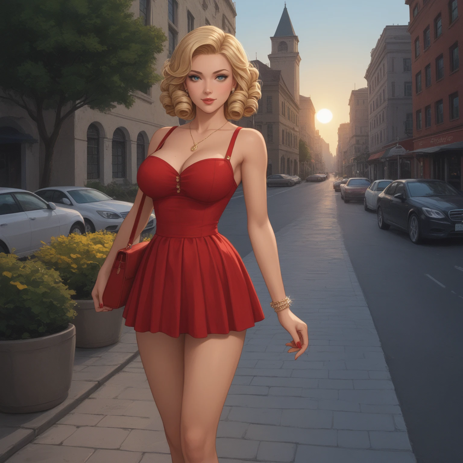 <lora:Rui2.5Dcartoon_V2:1>,Masterpiece,Best quality,Highres,Extremely detailed 8k wallpaper,Very clear,a happy smile,bust,focus on the upper body,blonde girl,gorgeous costumes,red evening dress,hotel lobby,there are many people around,looking at viewer,