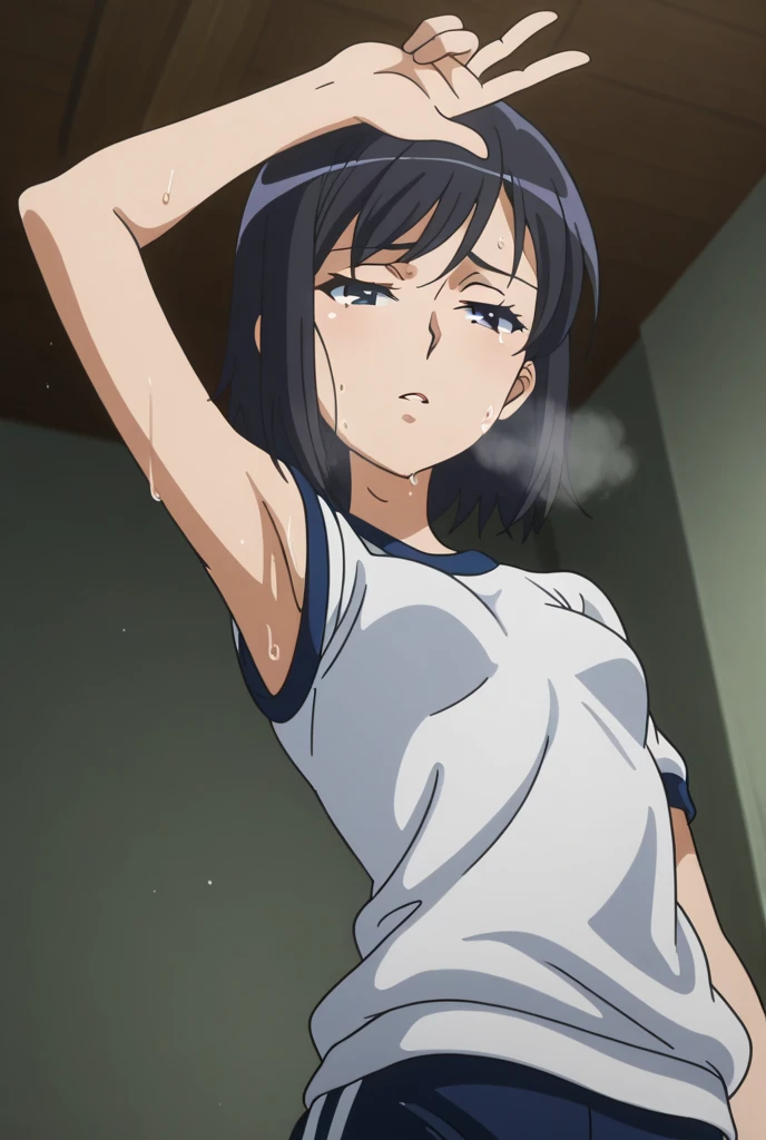 Masterpiece, best quality, very detailed, Ultra high resolution, (photorealistic:1.4), raw photos, (realistic:0.2), 1 girl, alone, short hair,,8k hdr, 1 girl,black hair, shy ,sweat,steam,wet,wet, medium-large breast, bright eyes, , medium-small breasts,,(Mesh series) ,Spread your legs,have sex,Vaginal sex, train