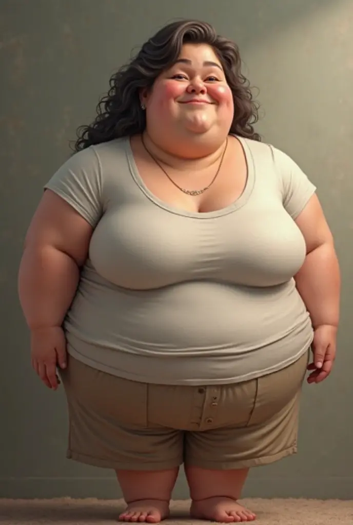 140kg extremely obese woman, Belly fat is prominent