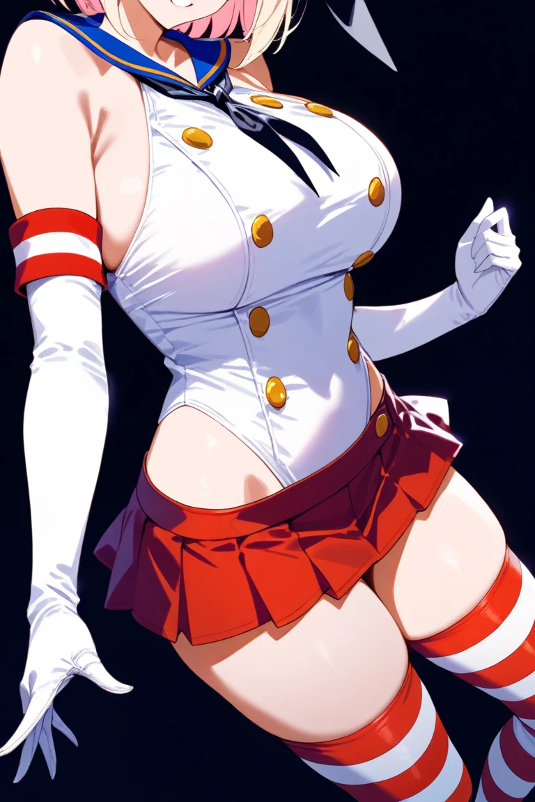 (a closeup、16 K、top-quality、high detailing、rich skin detail、nffsw)、Watch everywhere、obedience、large full breasts、Parted bangs、Medium Hair、Blue eyes、blushed、big butts、Raising arms、Raising legs、very large thighs、Arms behind your head、Bound arms、Breasts out、a miniskirt、pantyshot、Armpits、Blue hair ornament、white knee-socks、White Gloves、pleats_Skirt、Dark hair、Light blue ribbon、poneyTail、Red Leotard、cheerleaders