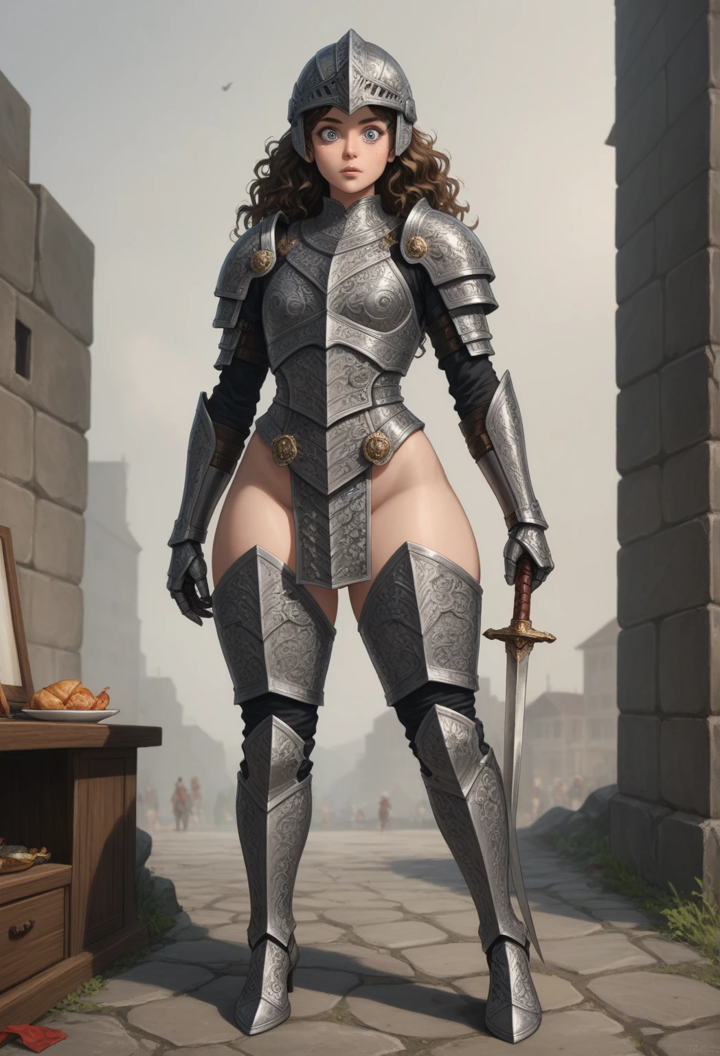 (High resolution, pixel perfect, gorgeous illustrations), (hyper quality, pieces fly, ethereal: 1.4),(alone:1.4), black hair, white skin, (((((((muscular))))))), ((thick thighs)), (((wide hips))), ((teethちきれそうな大きな胸)), (((woman))), ((((mature woman)))),  ((ticker_Chi_armor)), (Leotard figure), ((gray background)), (shiny skin), ((exposed exposed)), ((facial lash)), ((Ahegao)), roll your eyes, ((return)), (((think back))), (teeth_Pause),