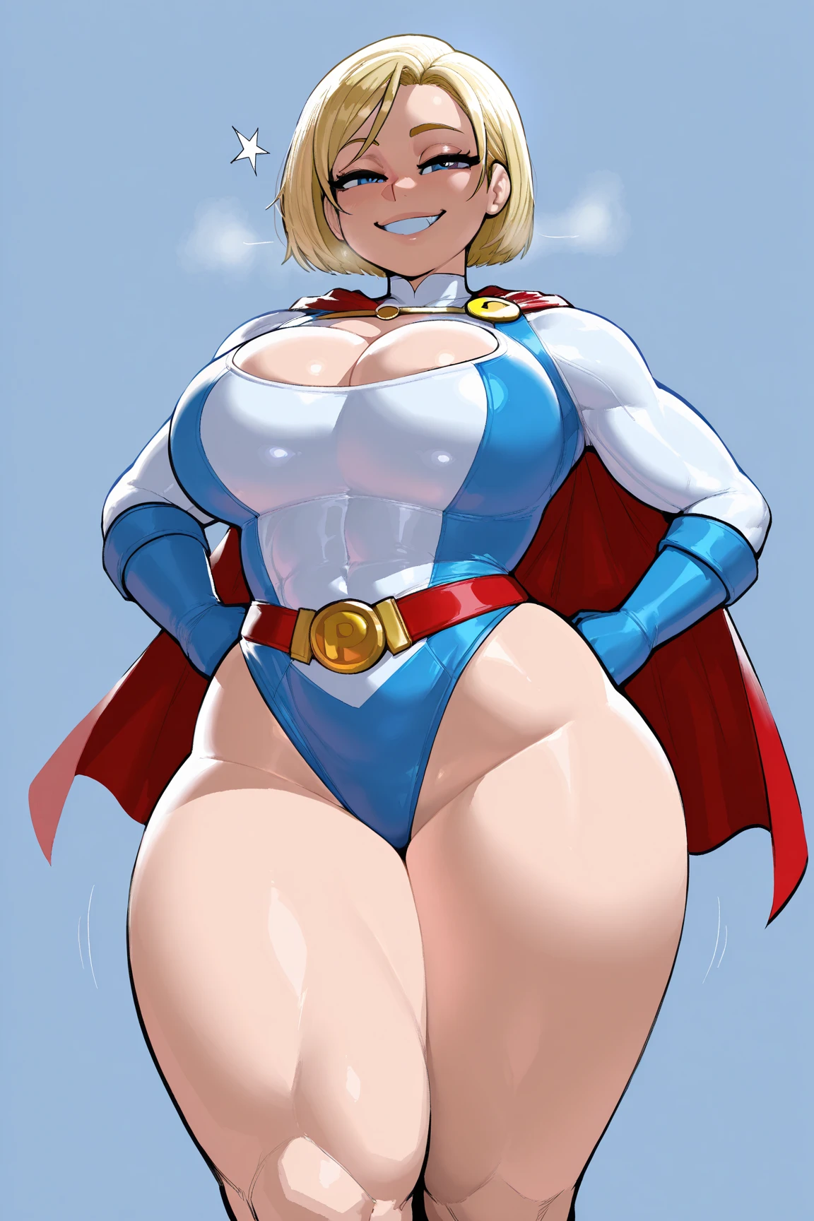 uma imagem de desenho animado de uma mulher com um grande peito e uma capa,  do poder, thicc, Artgerm extremamente detalhado, fofosexyrobutts, Oppai, seios grandes!, Commission for High Res, seios grandes!!, [ Arte digital 4K ]!!, sfw seios enormes, commission for, super high quality art, Directed by: Kentaro Miura