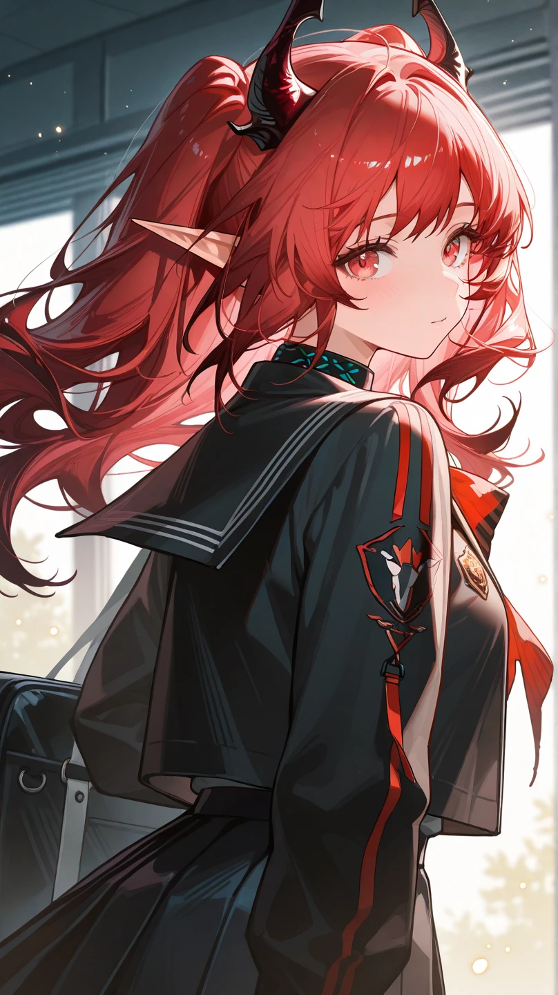 <lora:erisMushokuTensei_v1:1> eris greyrat,((good face)),(masterpiece), ahoge,bangs, bare shoulders, black hairband, dynamic,red hair,solo,wide shot,gloves,red eyes,long hair, flat chest, ((aurora:1.5)) , (ambient light ), empty-handed,solo,1girl,The stars twinkle, highres, mushoku tensei,night,sky,galaxy,star,night sky,, :t, snowfield,snow,(shadow:1.1),reflect