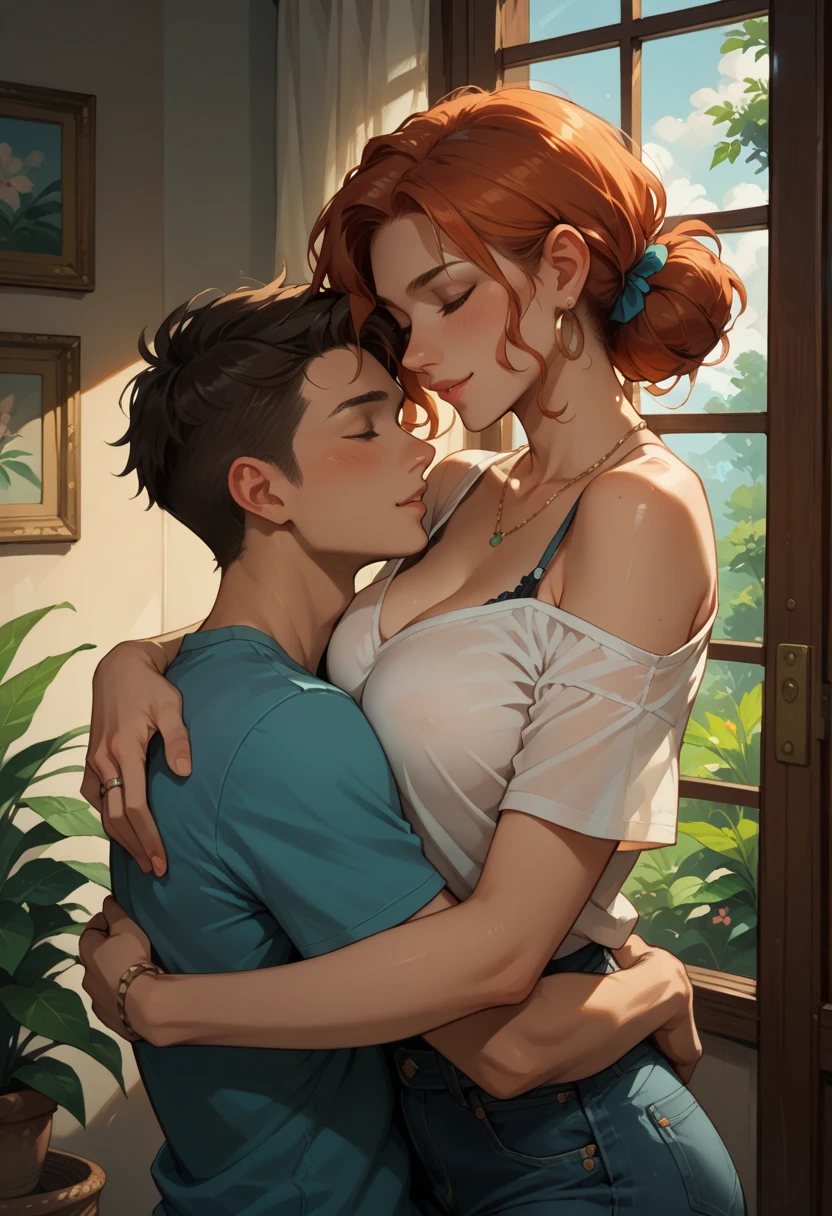 boy seeing his mother