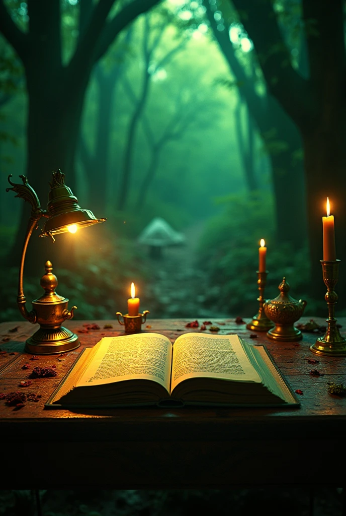 8k16k32K Surrealistic　Movie Proof　 cinematography　Super Detailed　Super Real　Surrealistic　　金銀black　luminous effect　full shot　　Dark Fantasy　Night Table　 Magic School Classroom　black　　Purple　(Book of Magic Circles　magic wand on the hill　 Magical Lamp 　Magic Mirror　magic pocket watch　Magical Playing Cards　Magic Ring　The magic necklace　Magic Boots　 magic hat　Magical Compass　Magical Treasure Chest 　Magic Crystal　There is a magic cat　magic fountain pen　magic magnifying glass　magic gold coin　magic candle　magic chess)is placed on the magic circle table。　fantasy art