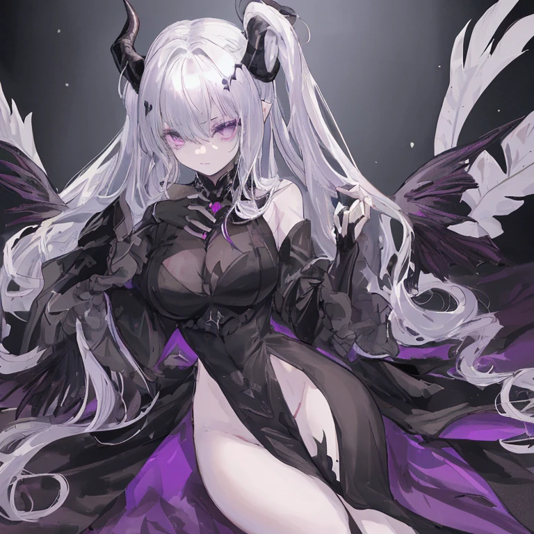 with black background,white color hair