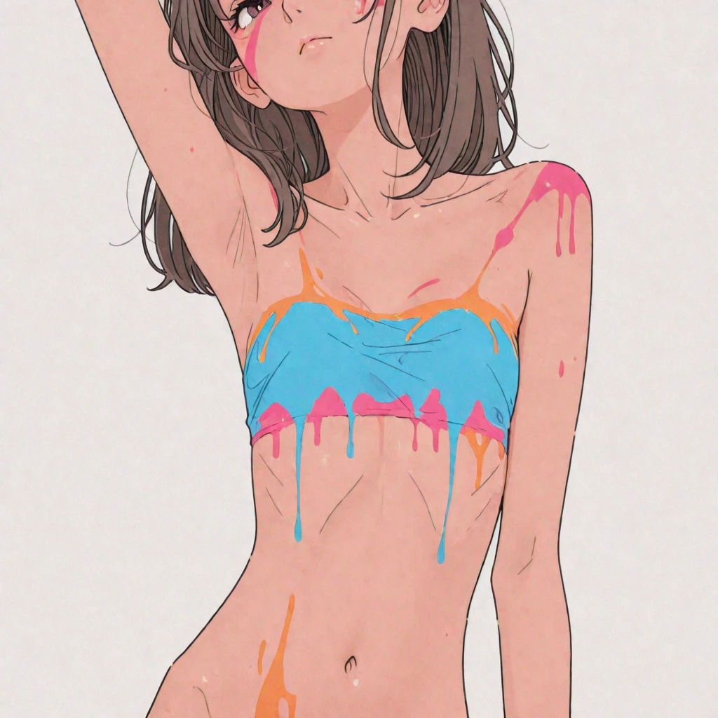 Highest quality,masterpiece,teaching materials,Completely naked,Nipples,Simple,Character portrait,Growth process,Black Hair,Explanation of the female body,Japan,student,Simple Background