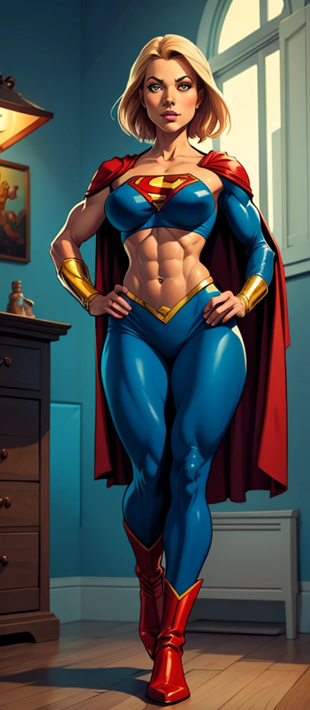 Woman body set big breasts, (Supergirl costume dress) (body builder:1.5),(big breasts:1.4), (big ass:1.3),Very big muscle, Power up, development ,Women ,strong ,High Power, More power,(((Muscle bodybuilder with 6 packs ABS and big biceps )))
