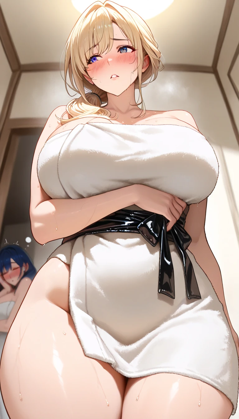 thick thighs, huge hips, huge breasts flowing out of white bra, kitsune, milf, breast groped by 2 women, sloshing, nervous, giant bloated diaper, white bra,  bedroom, huge swollen diaper about to burst, sitting in my bed, enormous sloshing sagging full diaper mess, screaming orgasm, diaper sagging out onto floor trying to hold it, diaper keeps getting bigger and bigger and bigger, in latex, butt toward viewer
