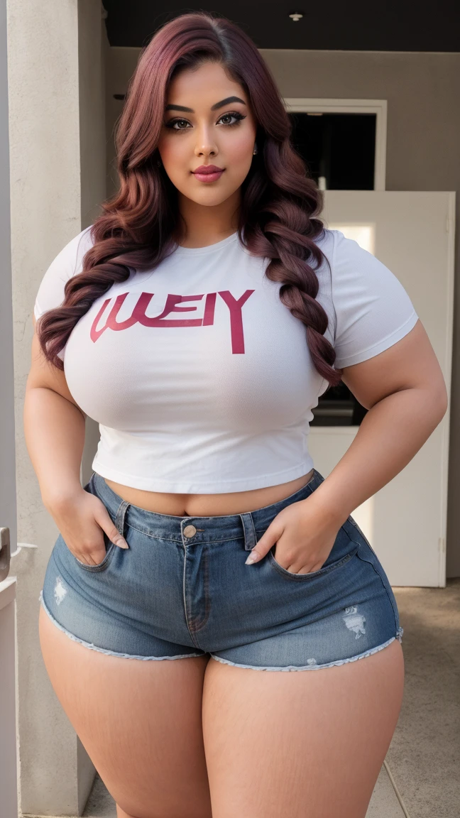 A gorgeous Indian women, curvy, chubby women, (8k), (best quality), (masterpiece:1.2), (realistic), (photorealistic:1.37), ultra-detailed, (((super puffer Balenciaga jacket))), (((wearing Skirt))), (((wearing t-shirt with super puffer Balenciaga jacket))), ((in the room)), inside the house, ((perfect curvy body, chubby skin)), mature curvy Indian female, curvy, smile, high quality, HDR, photorealistic, incredible detail of the skin, (curvy figure:0.5), seducing, realistic background, pose, black hair, chubby women, closeup, front focus,