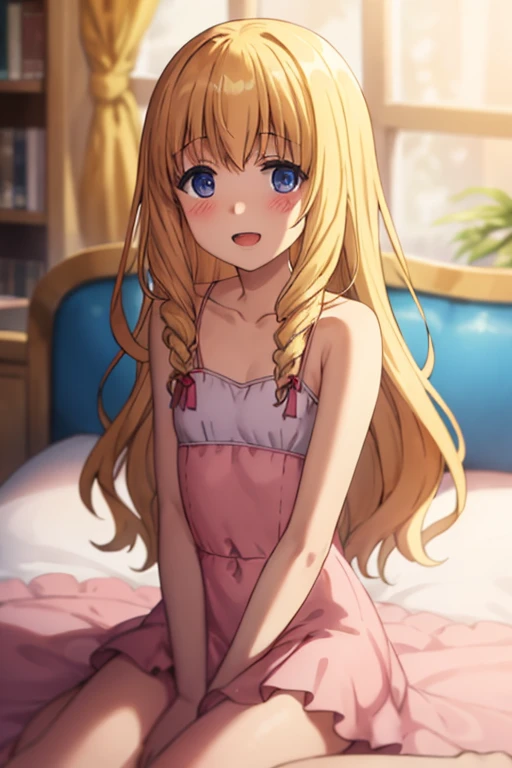 （best quality， masterpiece），full body, 1 girl, solo, mine ,nsfw, details, (Light and shadow oxtail , Cute girl posing on pillow ，steam, pillow humping，(pillow ride), masturbation,  pillow straddling, crotch rub, hump，open mouth , kneeling，（Steaming hot），（pillow）, (((frilled pillow))),  base on anime, LatifaFleuranza, blonde hair, blue eyes, very long hair, tiara, LatifaPajama, pajamas
