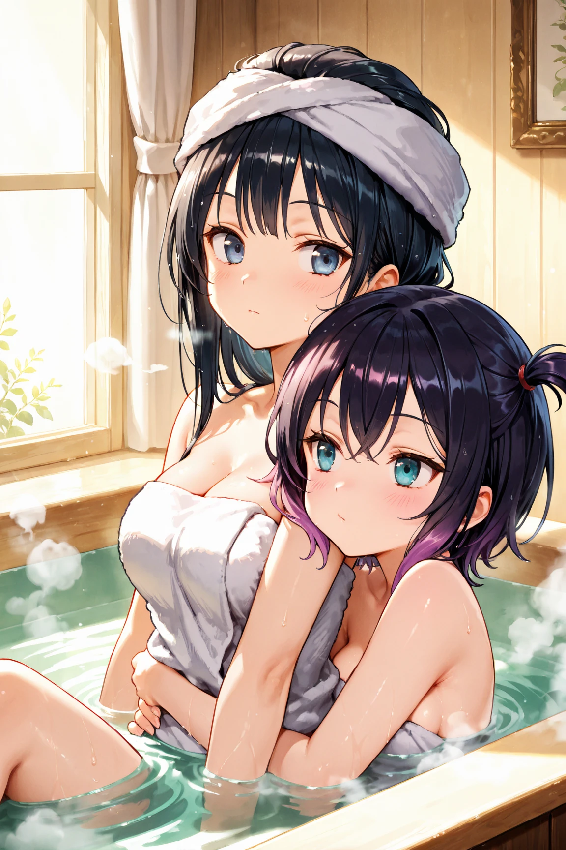 Beauty mother-in-law　Black Hair　Mother and daughter have beautiful breasts　Big bath　Nipples