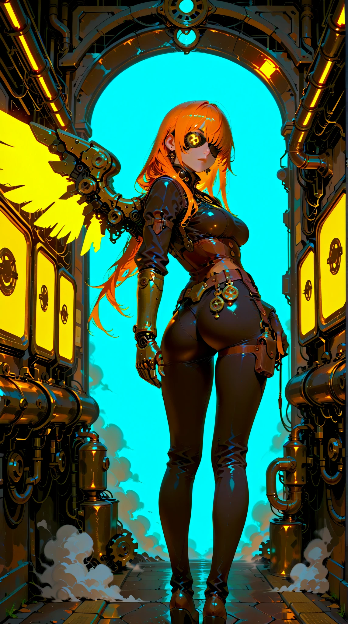 (((Ebony))), (((back view))), (((perfect ass))), (((best qualityer: 1.4))), (((Afro))), (((DuneWalker))), (((post-apocalypse))), (Unbeatable masterpiece), (hiper HD),(CG 8k hyper-realistic), (((breasts big))), (((hyper feminine))), sensuous girl, (bob hair with straight bangs), ((( sculptural body ))), (((1 girl))), 20 year anime girl with perfect body, Beautiful and well-groomed face, slanted eyes, muscular body:1.2, costume with textured details in pixel art, (Head to thigh photos)，modern samurai pants, Complex equipment, rot, cerulean, yellow, orange, Violette, long pants，Tight, dark clothes，With white stars and white stripes, Metal parts in armor, afro girl, (((standing alone))), pirralha violent, (((14歳))), sensuous, pose de atitude, work of art, post-apocalypse, (((manga style))), Bounty Hunter, violent, Manic, the way you want, slenderbody, thin but strong, perfectbody, roupa moderna, Advanced technology, short shorts with checkered pattern in red and black, fur collar jacket, sleeves with vertical striped pattern, neutral background