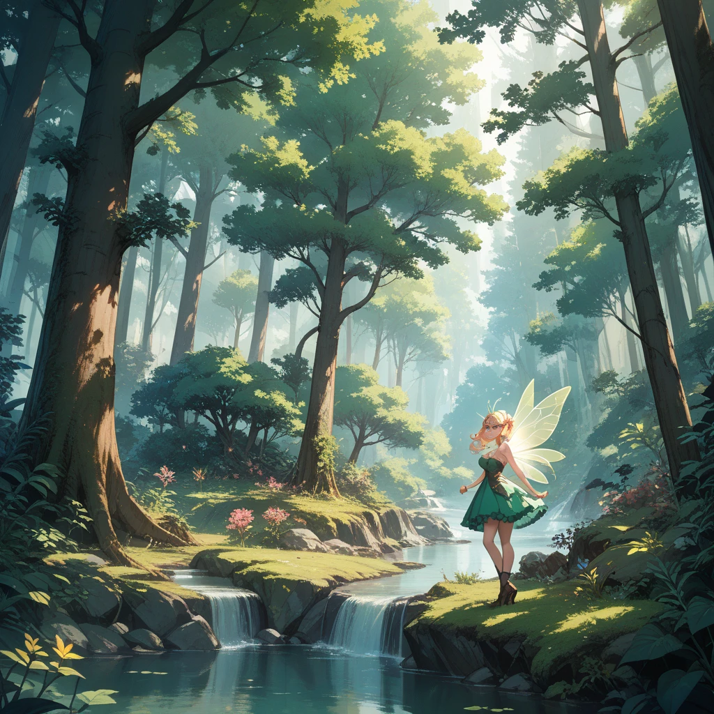 A masterpiece, the best quality, dazzling reflections, the best reflections ever. (very detailed CG unit 8k wallpapers), (best quality), (best illustrations), forest theme with natural elements. Small child running in the forest with butterflies flying. Tall trees, quiet streams, small bright mushrooms surrounded by delicate leaves and branches, as well as fireflies and bright particles, colorful flowers, (natural elements), (jungle theme), (leaves), (branches), (fireflies), butterflies, (delicate leaves), (brightness), (particle effects). , isometric 3D, Octane rendering, Ray traced, super detailed --auto --s2