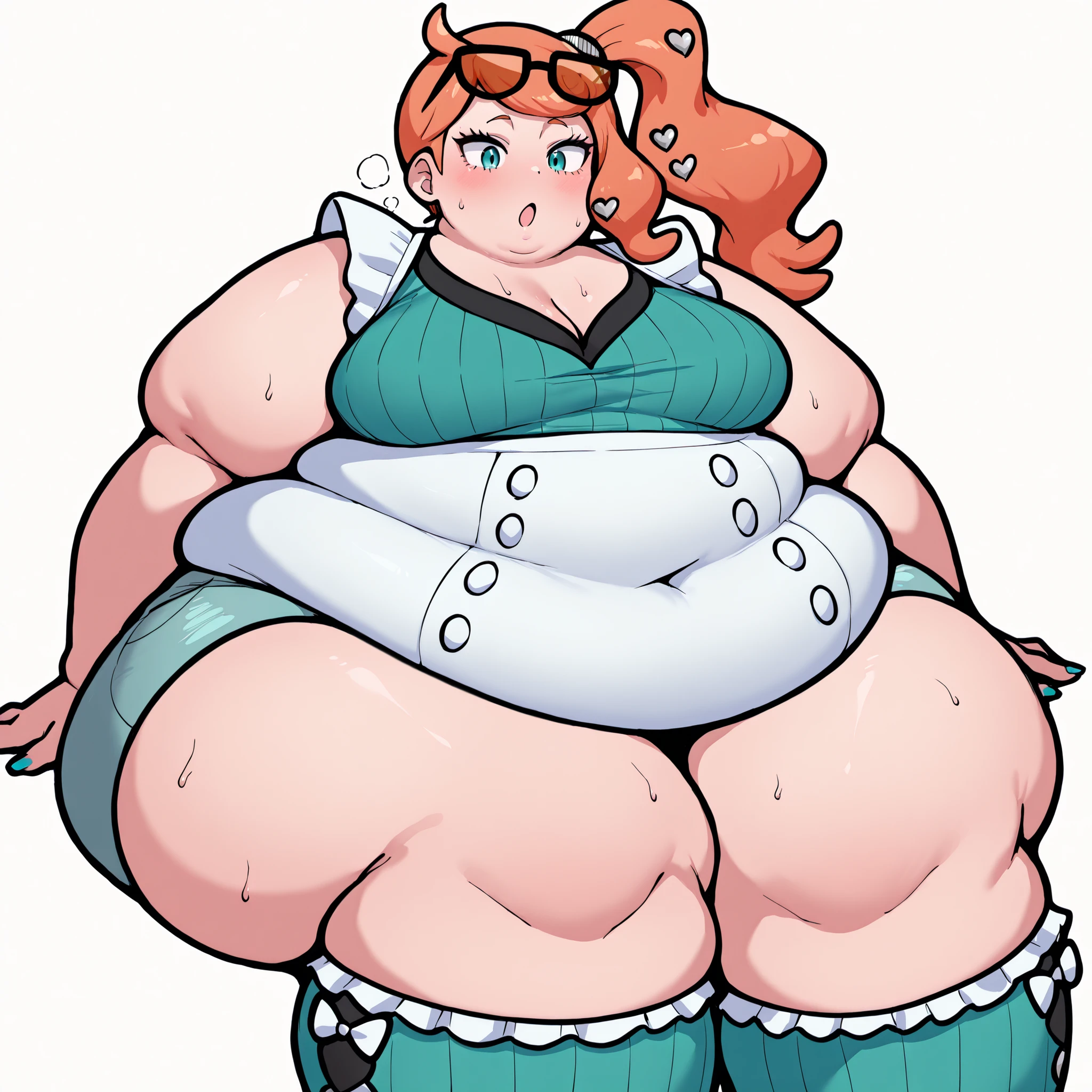 La mejor calidad, 8k, 12), 1 girl, Lifeline, bunnysuit, red hair, hairstyle double bun, diadema con orejas de conejo, gigantic breast, El cuerpo perfecto, piel negra, Curvy body, Cara ultra detallada, very blushing, Labios detallados, (placer expression),ojos delgados, (standing), arms up, tentador, excitado,en celo, vapor, tembloroso, Wet.
