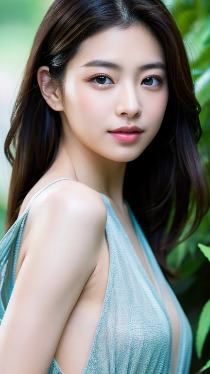 (gravure、masterpiece、Professional photography、High resolution、high quality)、(Perfect beautiful girl、Perfect beauty、Perfect Anatomy、Beautiful edges、Beautiful Skin)、nature、Mysterious、woman with aura、Eyes sparkling、