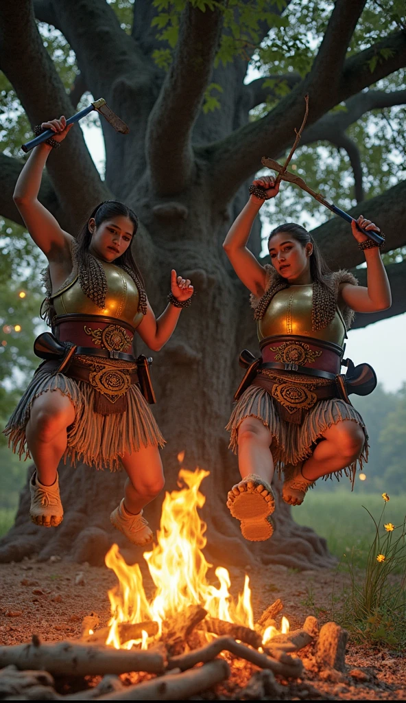 Native American dance around the fire: plusieurs femmes et hommes dansant. Traditional indigenous dances, a eu lieu lorsque les guerriers retournaient dans leurs villages pour raconter en dansant l&#39;histoire de leurs combats (best quality, hdr, Ultra-detailed, Realistic)
