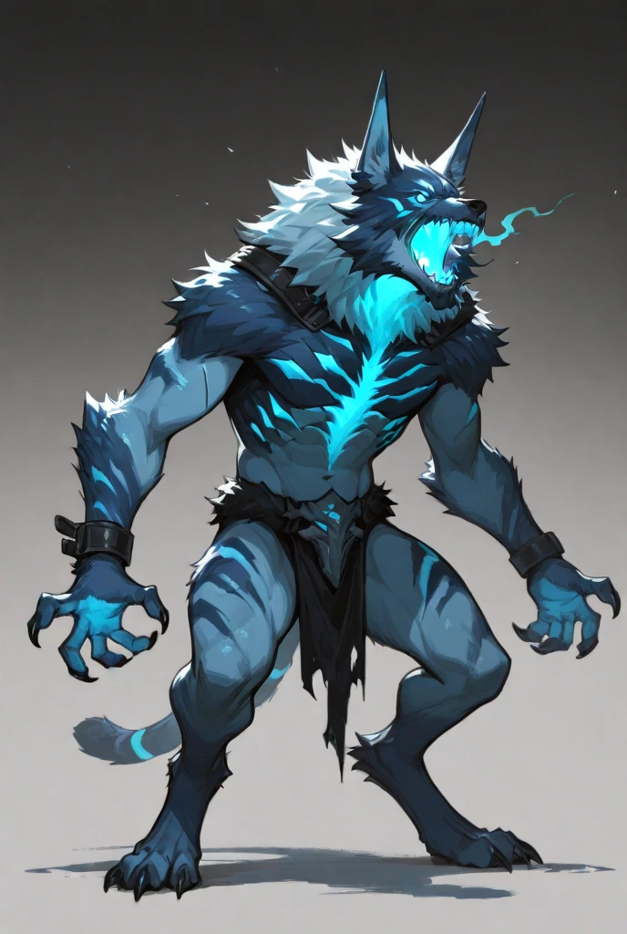 Inside the cave is the crystal minotaur wolf, muscular werewolf, anthro art, an anthro wolf, fenrir, anthro concept art, dark concept art, finished concept art, grim - wolf, werewolf”, demon-fang gnoll, werecreature, werecreature?, painted as a game concept art, Riot game concept art