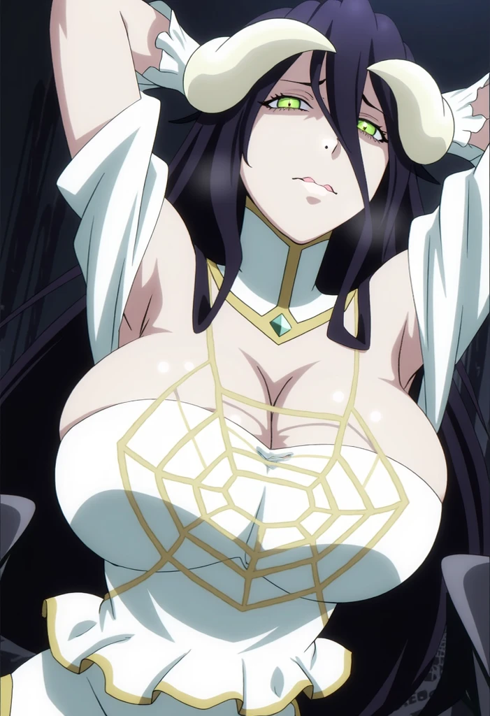 (masterpiece), best quality, expressive eyes, smile face, gold hair, long hair, blue eyes, big breasts,tied blouse,open blouse,cleavage,wearing school girl,bare navel,microskirt,white blouse,full body,