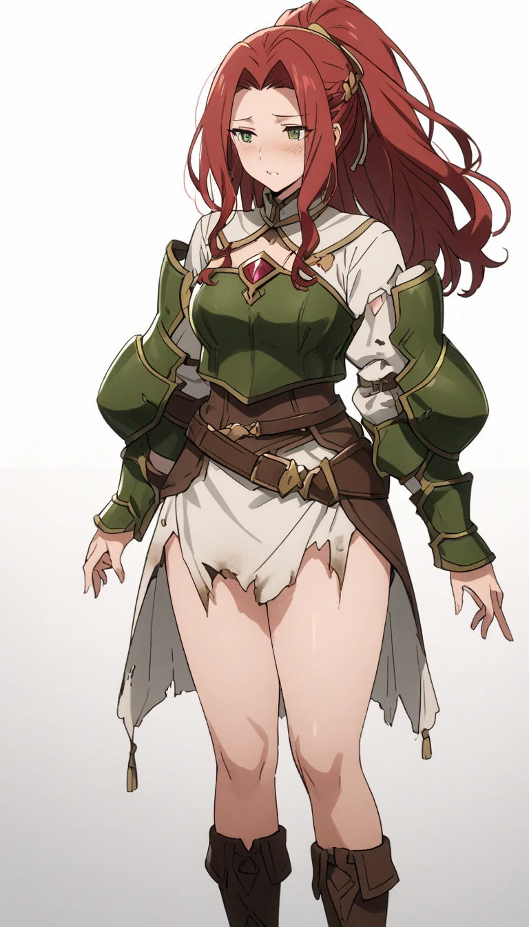 ((white background)) full body of a woman in a dress with a veil, feet together, standing feet together, military boots, beautiful fantasy maiden slave warrior, beautiful fantasy art portrait, fantasy Victorian art, medieval fantasy art, beautiful and elegant queen, portrait of queen of light, fantasy portrait art, gothic fantasy art, a beautiful fantasy empress, hands on hips