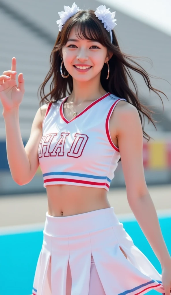 table top, highest quality, figure, super detailed, finely, High resolution, 8k wallpaper, 完璧なダイナミックな構figure, beautiful and fine eyes, cheerleader ,pompom, cheer dance, natural color lip,