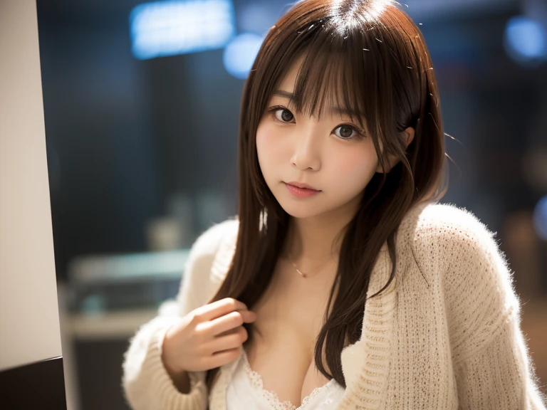 Smile、natta、Raw photography、(((Portrait of extreme beauty)))、((glistning skin))、女の子1人、16 year old beautiful girl in Prague、bright expression、((brown haired))、(cleavage of the breast)、(Larger hoodie)、[Big blue eyes that shine like jewels]、Glossy glossy skin、Silky long straight hair、eye liner、Beautiful bangs、Hair between the eyes、((​masterpiece、top-quality、ultra-detailliert、Film Light、intricate-detail、hight resolution、ighly detailed))、细致背景、8KUHD、Digital SLR、Soft light、hightquality、Film grain、FujifilmXT3 、Shallow depth of field、natural soft light、Kamimei、beutiful breast、((Angle up to the knee))
