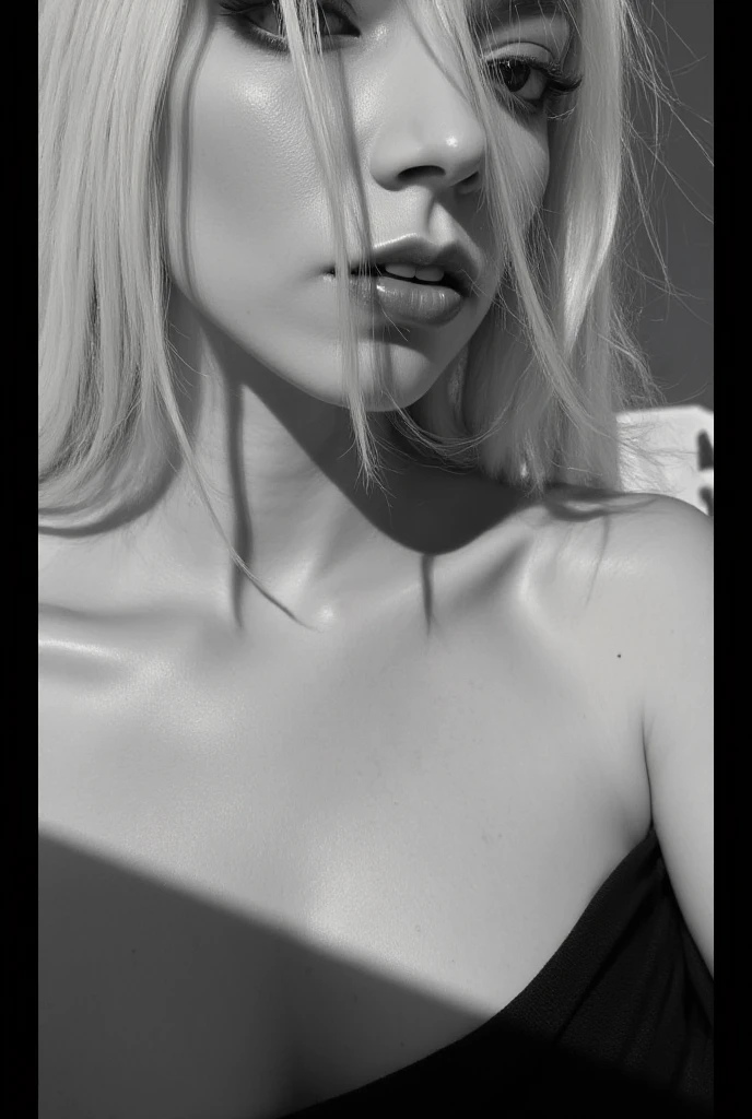 A femboy with white hair, wearing black lingerie, in a cute pose, highly detailed, photorealistic, 8k, masterpiece, intricate details, soft lighting, dramatic shadows, cinematic composition, elegant, graceful, alluring, sensual