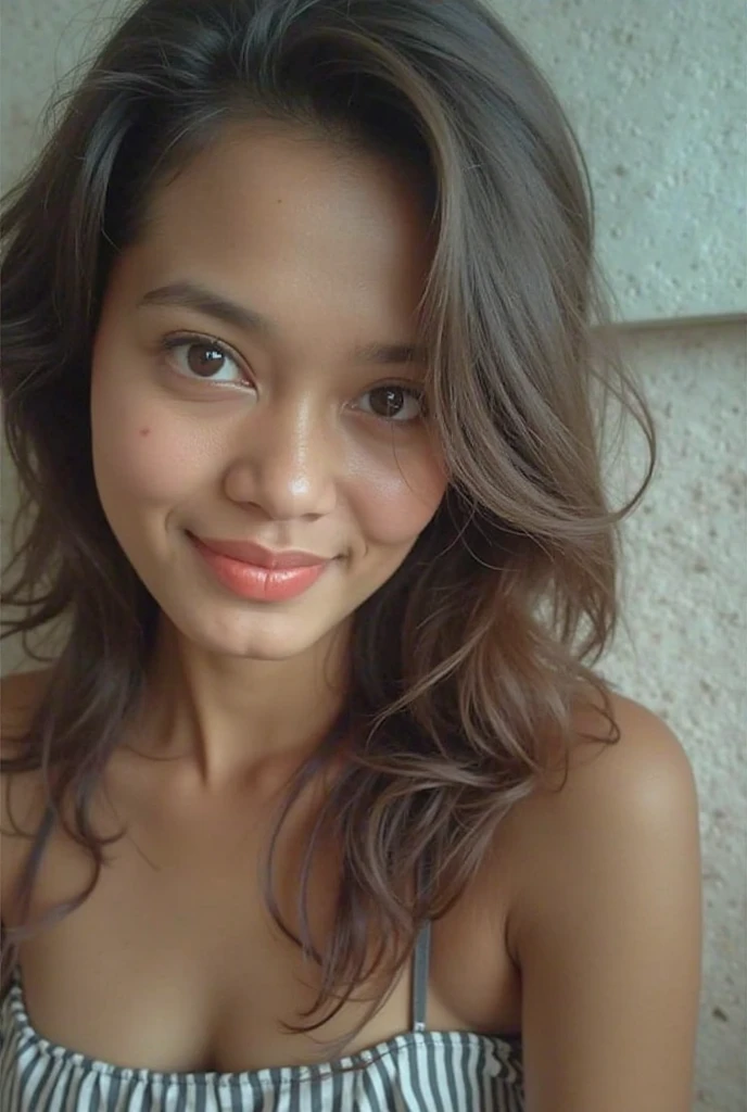 face perfect, gorgeous face , A 14 year old girl in a bikini ,with red background, Grinning