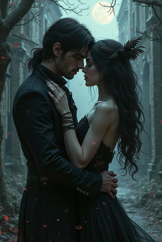An incredibly beautiful couple of vampires in love