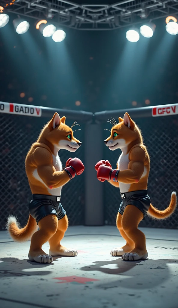 ２Boxing with kangaroos、​masterpiece、realisitic, gritted teeth, Motion Blur, surrealism, afterimage, collage, symmetry, Verism, Anatomically correct, high details, awardwinning, nffsw, masutepiece, ccurate, 4K、Lightning flashes while facing each other、KOF Fighting Wind