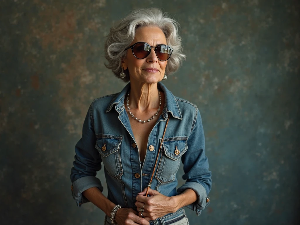 AS-Elderly high quality color professional 3/4 length portrait of older adult mexican woman angular face short nose turquoise __uds_wildcards/personmaker/eyeshape__ eyes beauty mark coarse orange straight and sleek punk off-the-shoulder top paperbag waist pants clutches sunset photorealistic:1.4, best quality, realistic, masterpiece, high quality, UHD, shadow, taken by Canon EOS, SIGMA Art Lens 35mm F1.4, ISO 200 Shutter Speed 2000