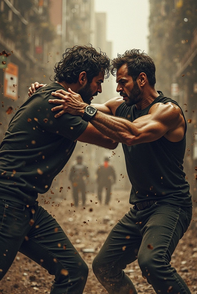 A man tries to push another man